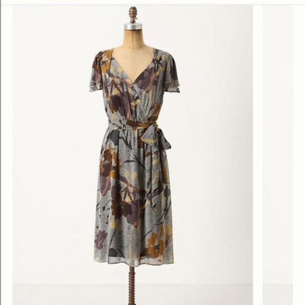 Anthro's Maeve "Bronwen" Faux Wrap Silk Dress